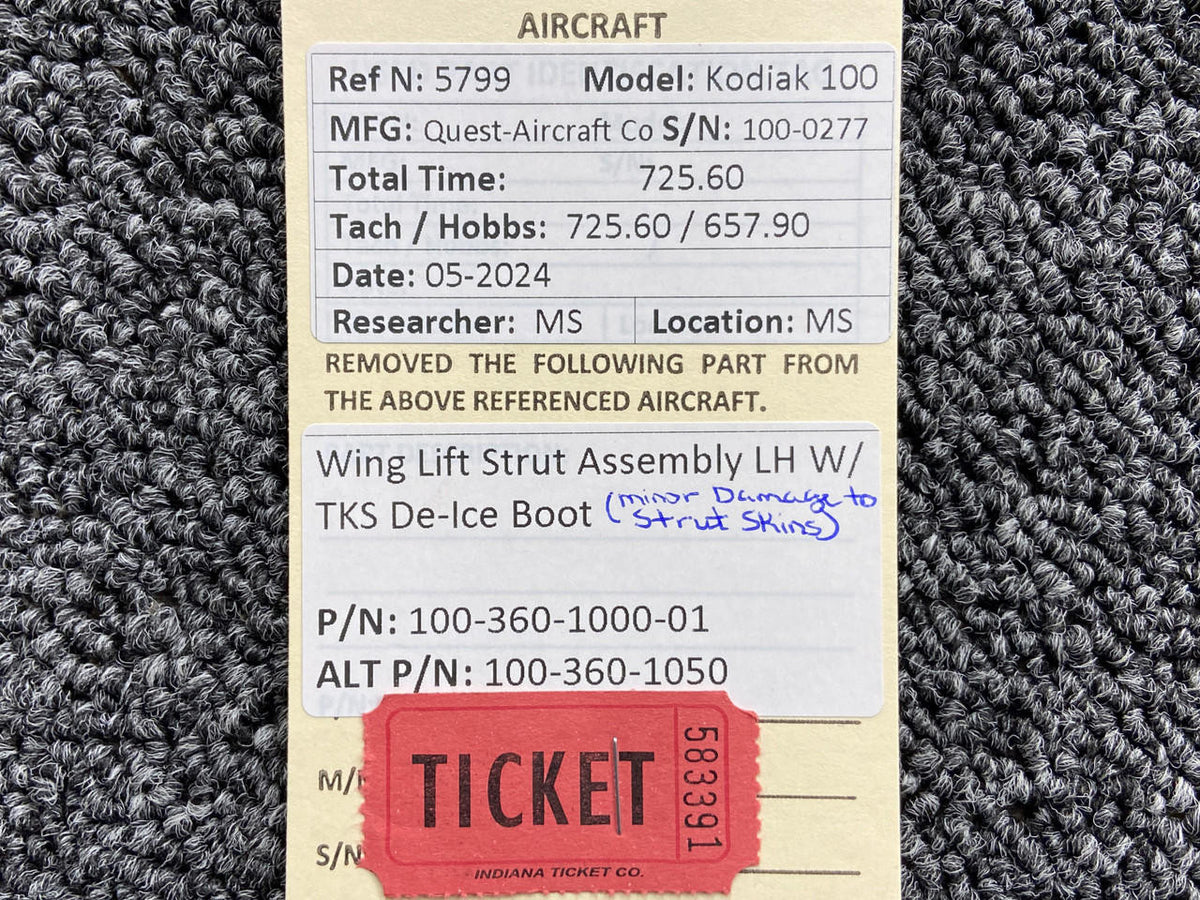Kodiak 100-360-1000-01 Kodiak 100 Wing Lift Strut LH with TKS De-Ice Boot