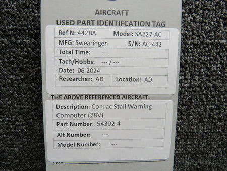 Conrac 54302-4 Conrac Stall Warning Computer (28V)