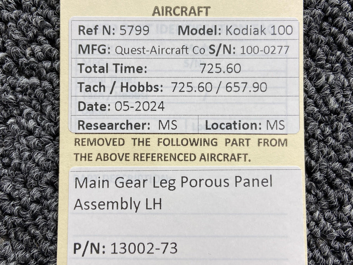 TKS 13002-73 Kodiak 100 TKS Main Gear Leg Porous Panel Assembly LH