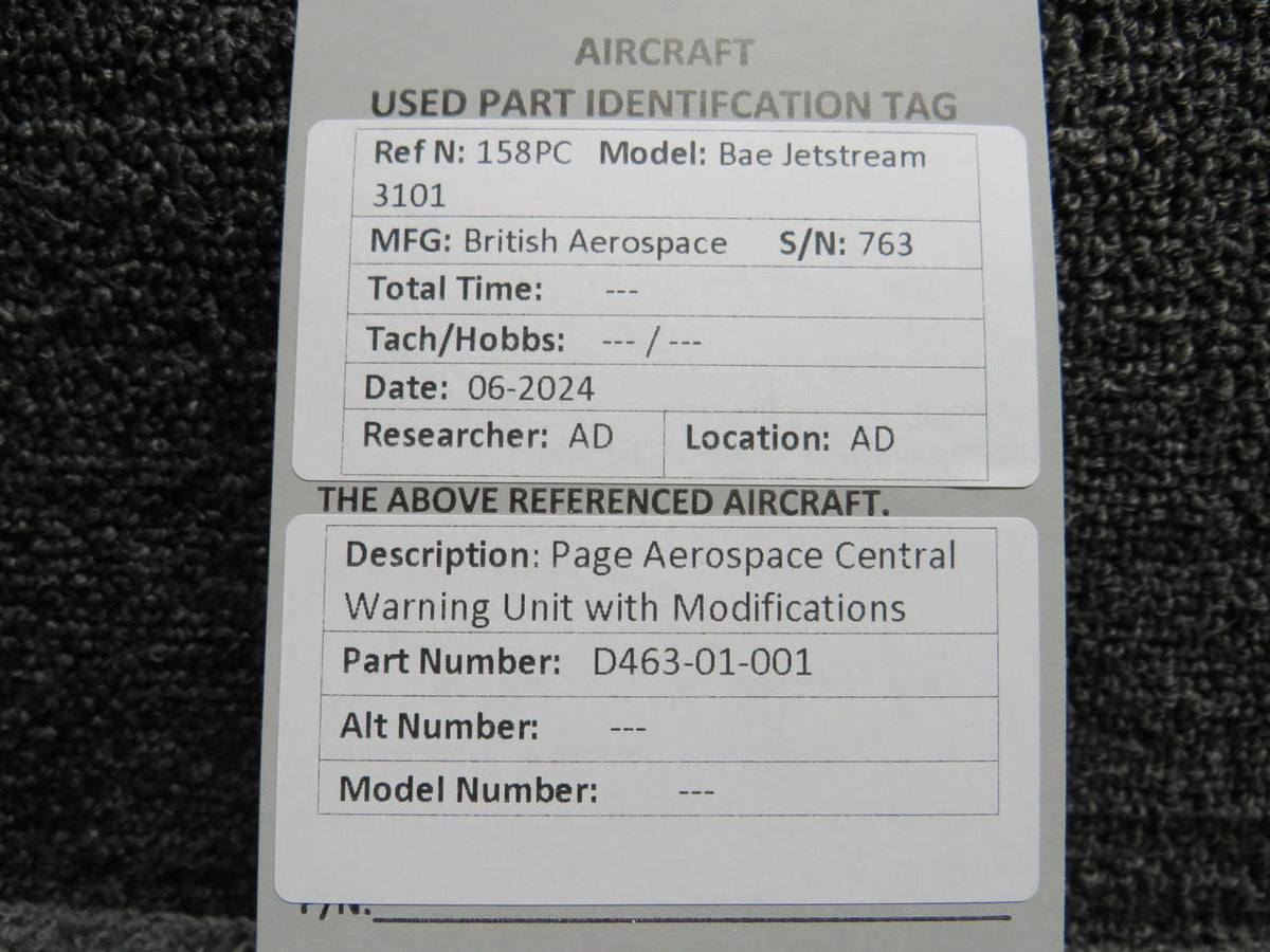 Page Aerospace D463-01-001 Page Aerospace Central Warning Unit with Modifications
