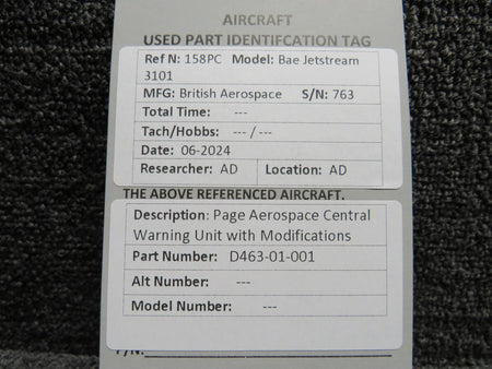Page Aerospace D463-01-001 Page Aerospace Central Warning Unit with Modifications