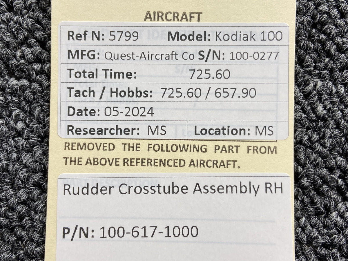Kodiak 100-617-1000 Kodiak 100 Rudder Crosstube Assembly RH