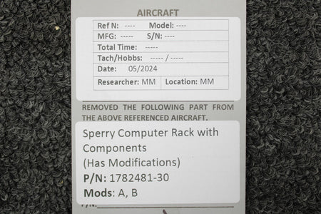 Sperry 1782481-30 Sperry Computer Rack with Components (Has Modifications)