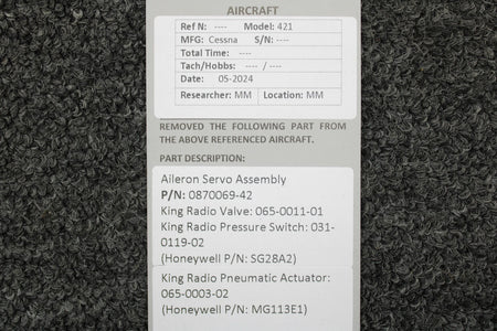 Cessna Aircraft Parts 0870069-42 Cessna 421 Aileron Servo Assembly
