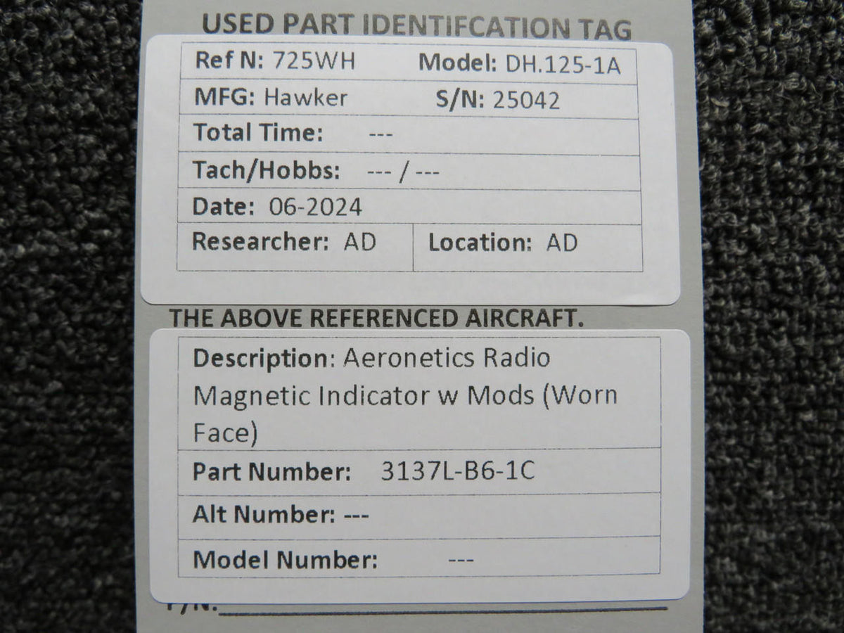 Aeronetics 3137L-B6-1C Aeronetics Radio Magnetic Indicator w Mods (Worn Face)