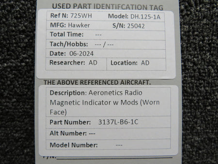 Aeronetics 3137L-B6-1C Aeronetics Radio Magnetic Indicator w Mods (Worn Face)