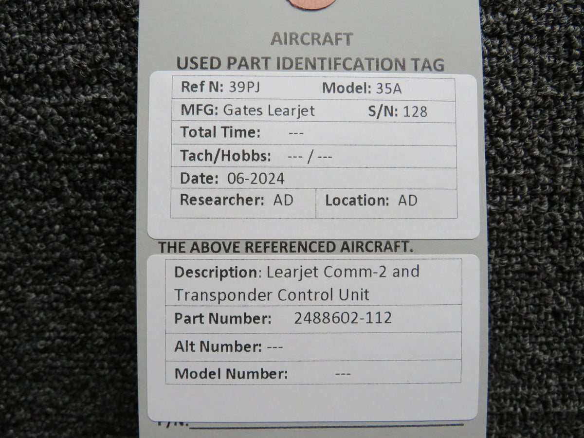 Learjet 2488602-112 Learjet Comm-2 and Transponder Control Unit