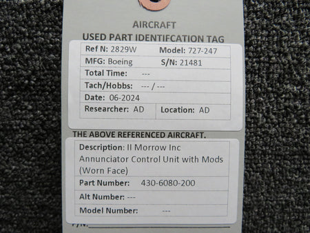 II Morrow  430-6080-200 II Morrow Inc Annunciator Control Unit with Mods (Worn Face)