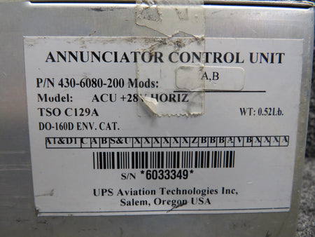II Morrow  430-6080-200 II Morrow Inc Annunciator Control Unit with Mods (Worn Face)