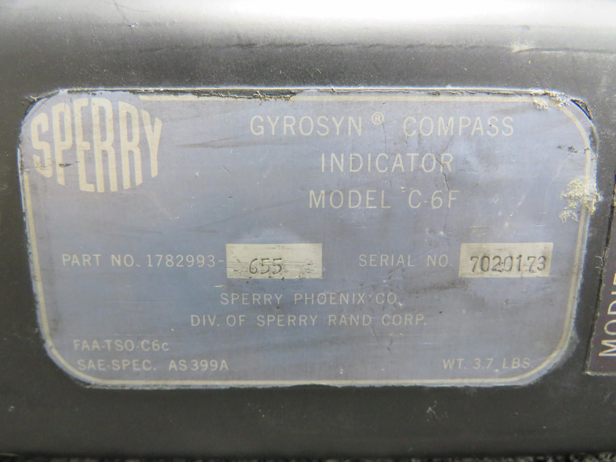 Sperry 1782993-655 Sperry C-6F Gyrosyn Compass Indicator with Mods