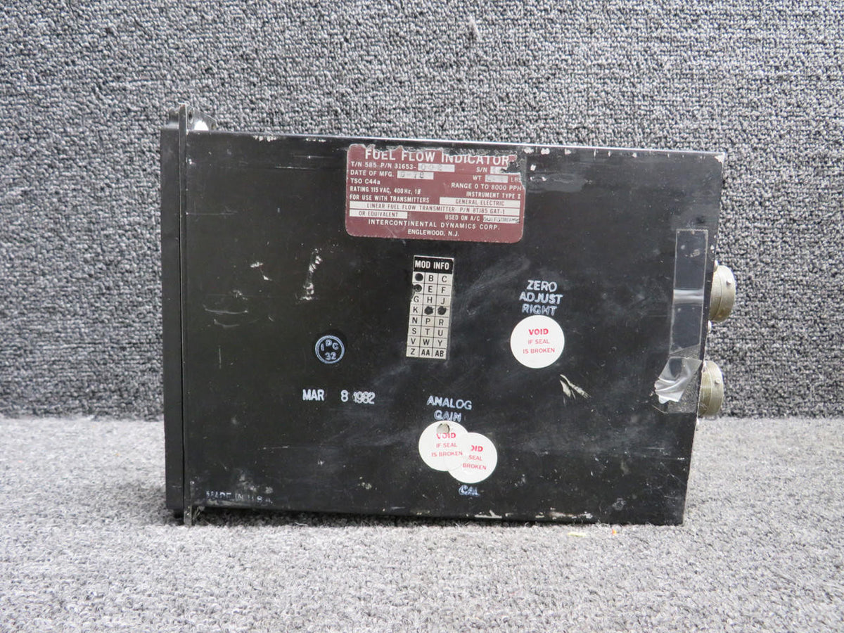 Intercontinental 585-31653-002 Intercontinental Fuel Flow Indicator with Mods (Worn Face)