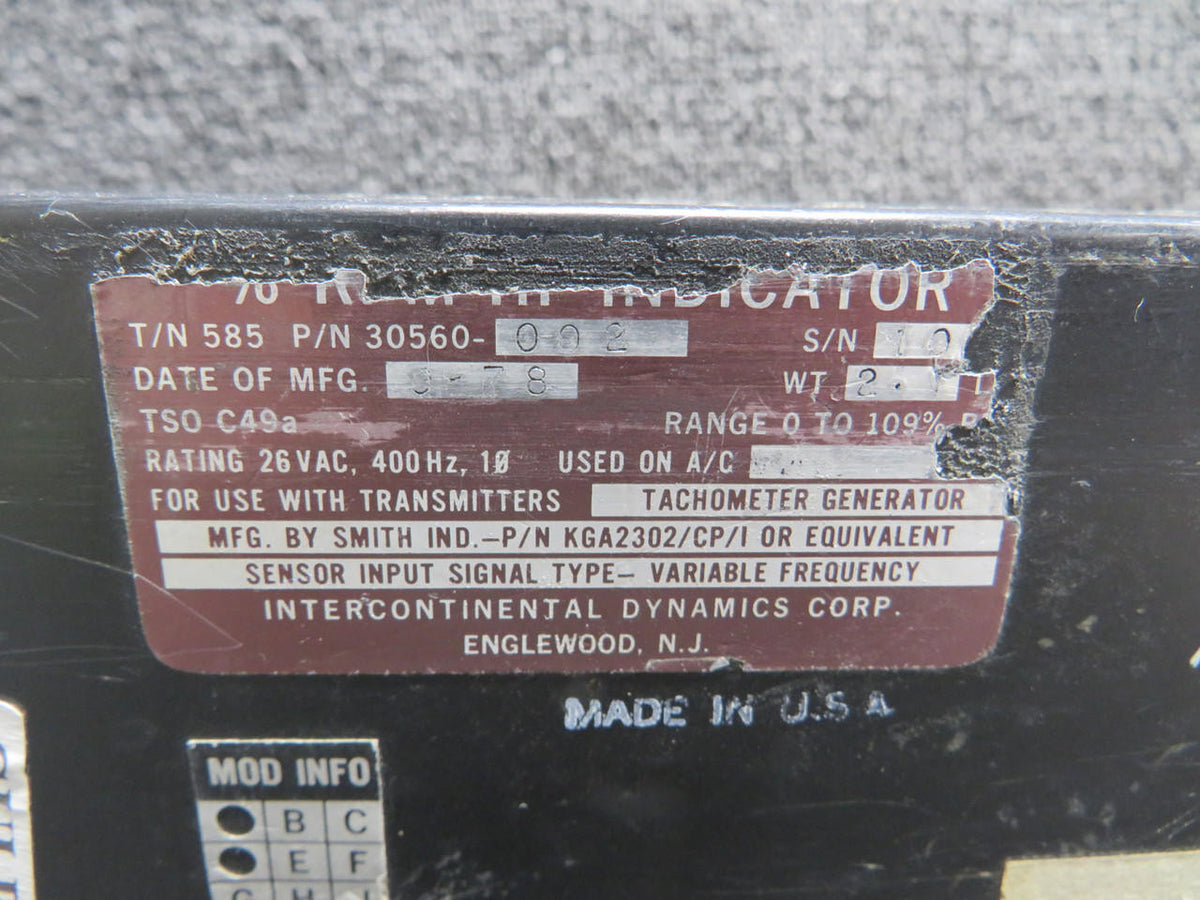 Intercontinental 585-30560-002 Intercontinental Percent RPM HP Indicator with Mods (Worn Face)