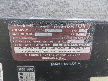 Intercontinental 585-30560-002 Intercontinental Percent RPM HP Indicator with Mods (Worn Face)