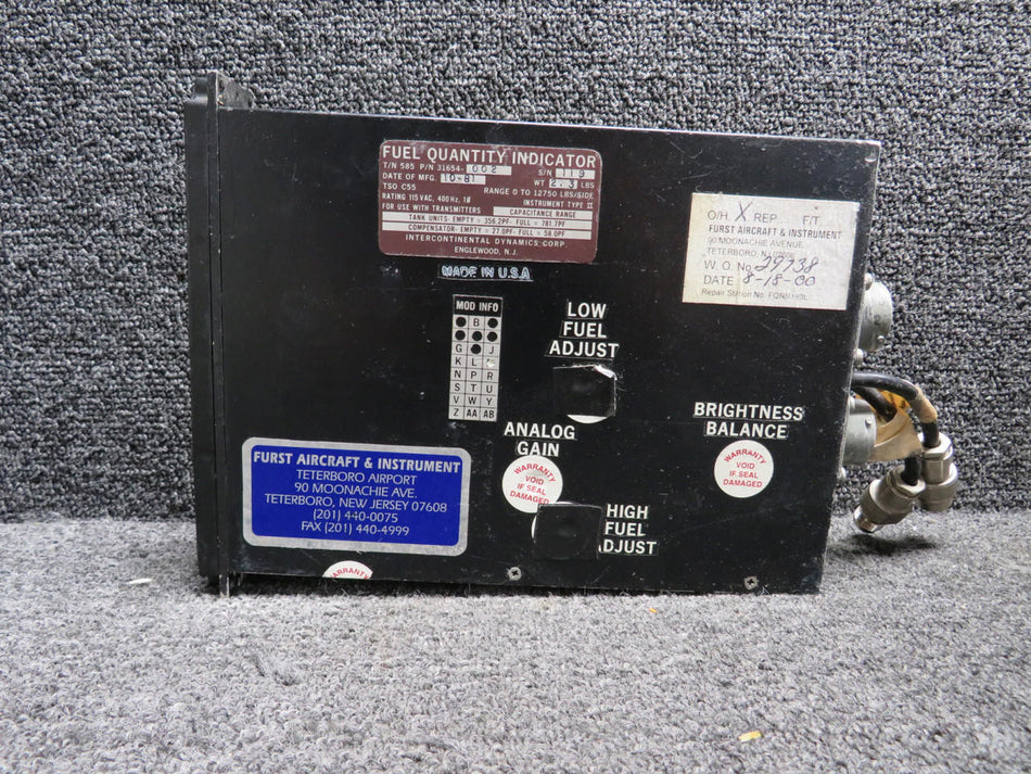 Intercontinental 585-31654-002 Intercontinental Fuel Quantity Indicator with Mods (Worn Face)