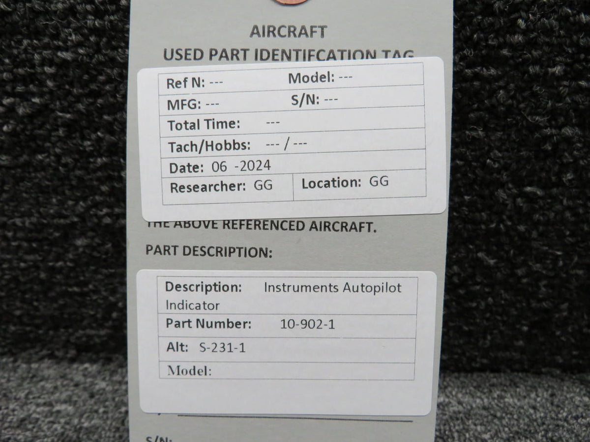 Instruments Inc 10-902-1 (Alt: S-231-1) Instruments Autopilot Indicator
