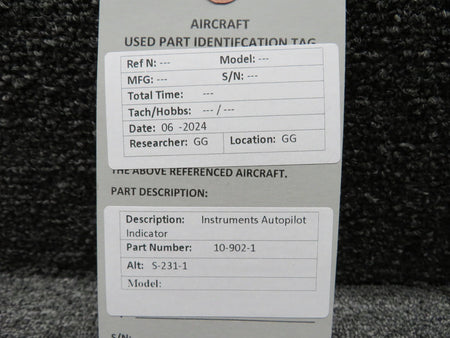 Instruments Inc 10-902-1 (Alt: S-231-1) Instruments Autopilot Indicator