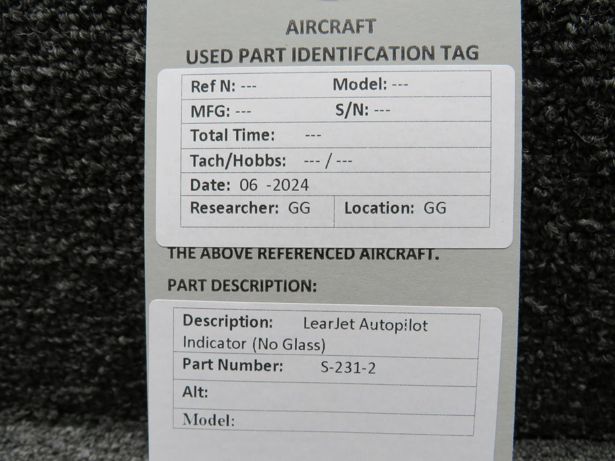 Learjet S-231-2 LearJet Autopilot Indicator (No Glass)