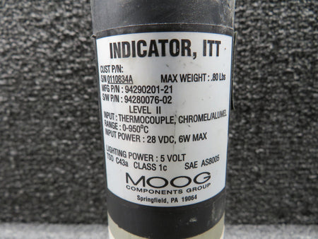 Moog 94290201-21 (Alt: 94280076-02) Moog ITT Indicator