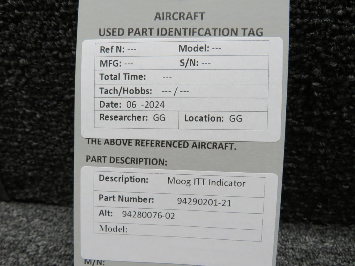 Moog 94290201-21 (Alt: 94280076-02) Moog ITT Indicator