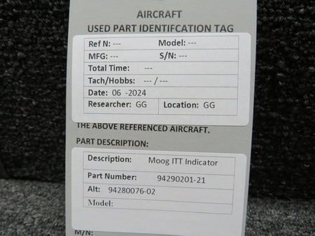 Moog 94290201-21 (Alt: 94280076-02) Moog ITT Indicator
