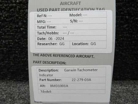 Garwin 22-279-03A (Alt: BMD1001A) Garwin Tachometer Indicator