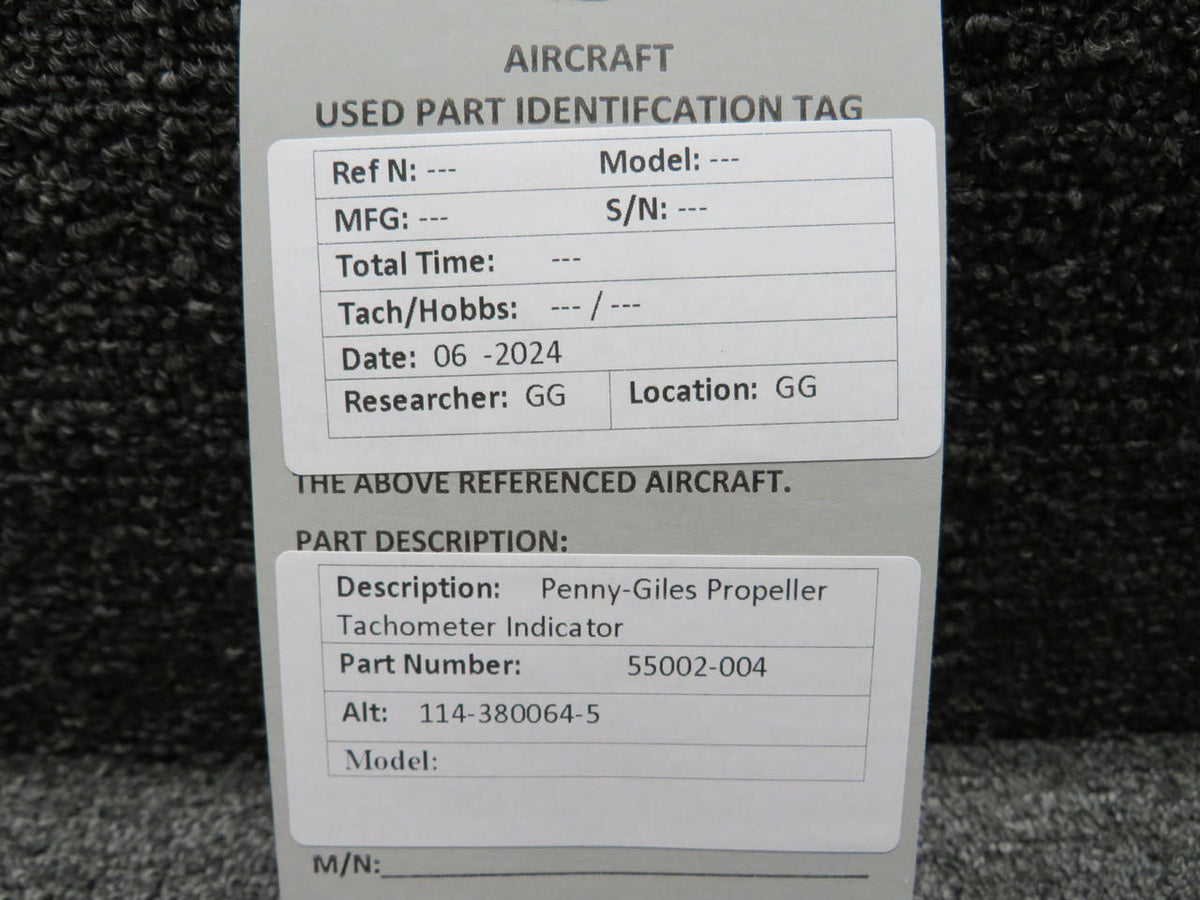 Penny & Giles 55002-004 (Alt: 114-380064-5) Penny-Giles Propeller Tachometer Indicator