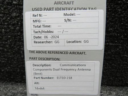 Communication Components ELT10-218 Communications Components Dual Frequency Antenna (Bent)