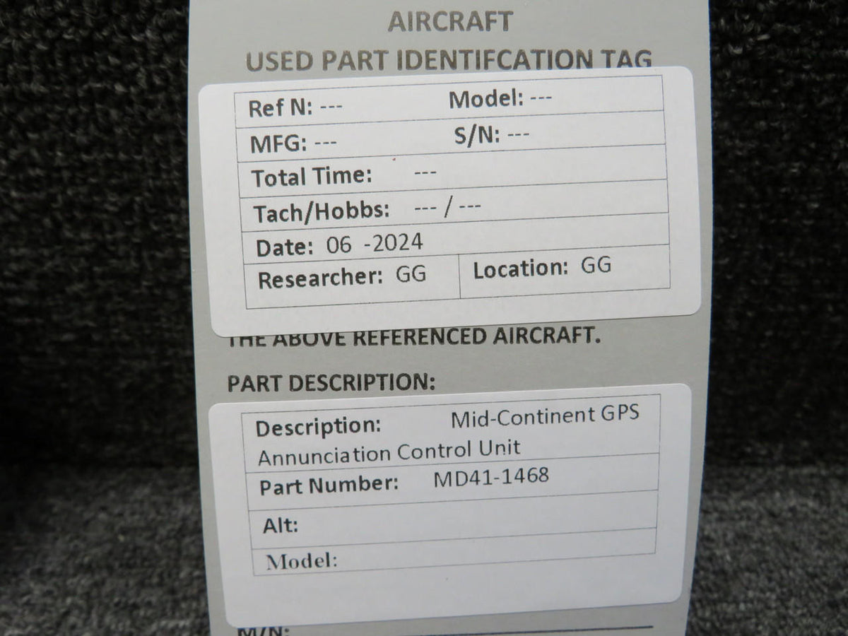 Mid-Continent MD41-1468 Mid-Continent GPS Annunciation Control Unit