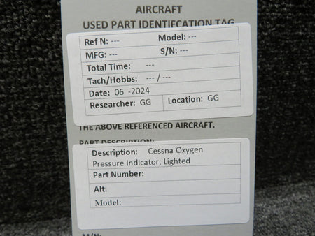 Cessna Aircraft Parts Cessna Oxygen Pressure Indicator, Lighted
