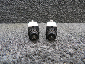 7274-2-5 Klixon Push Circuit Breaker Set of 2 (Amps: 5)