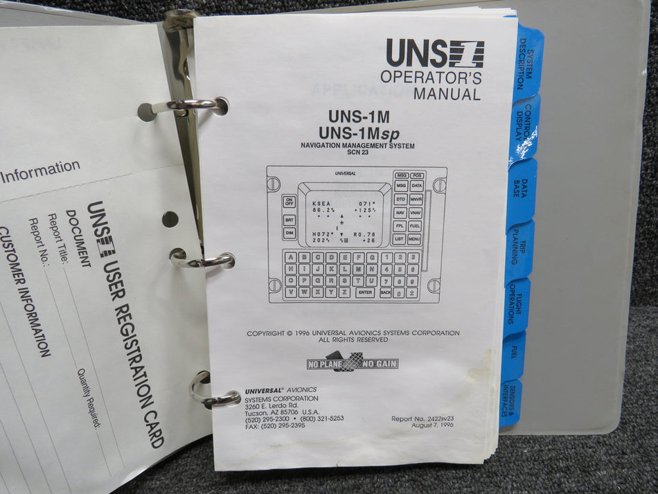 UNS-1M, UNS-1Msp Navigation Management Systems Operator’s Manual