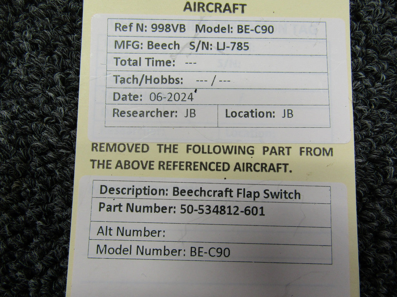 50-534812-601 Beechcraft Flap Switch – BAS Part Sales
