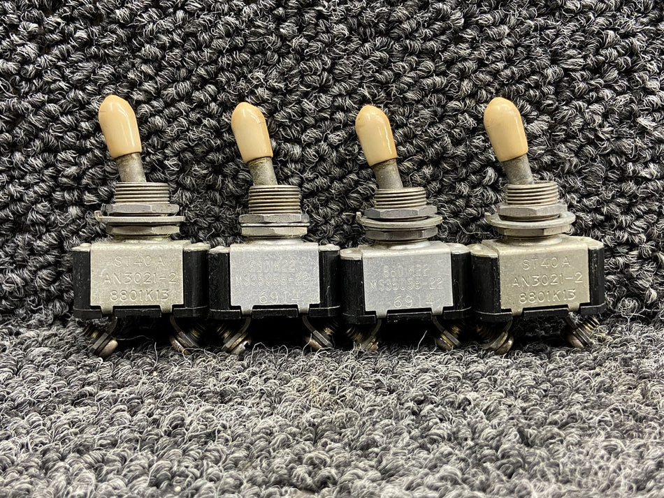 AN3021-2, 8801K22 Cessna 414 Single Pole Toggle Switch Set of 4