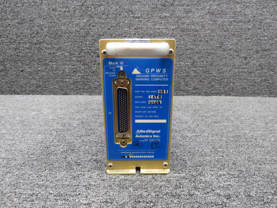 965-0686-001 Allied Signal Ground Proximity Warning Computer w Mods (Gold Plate)