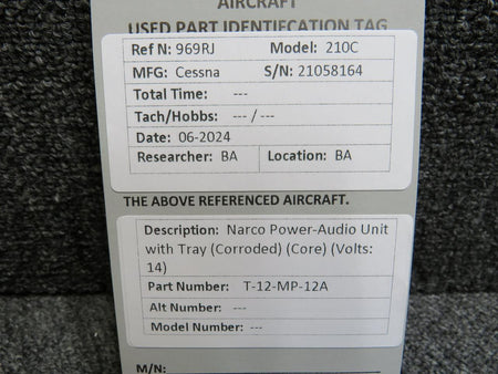 Narco T-12-MP-12A Narco Power-Audio Unit with Tray (Corroded) (14V) (Core)