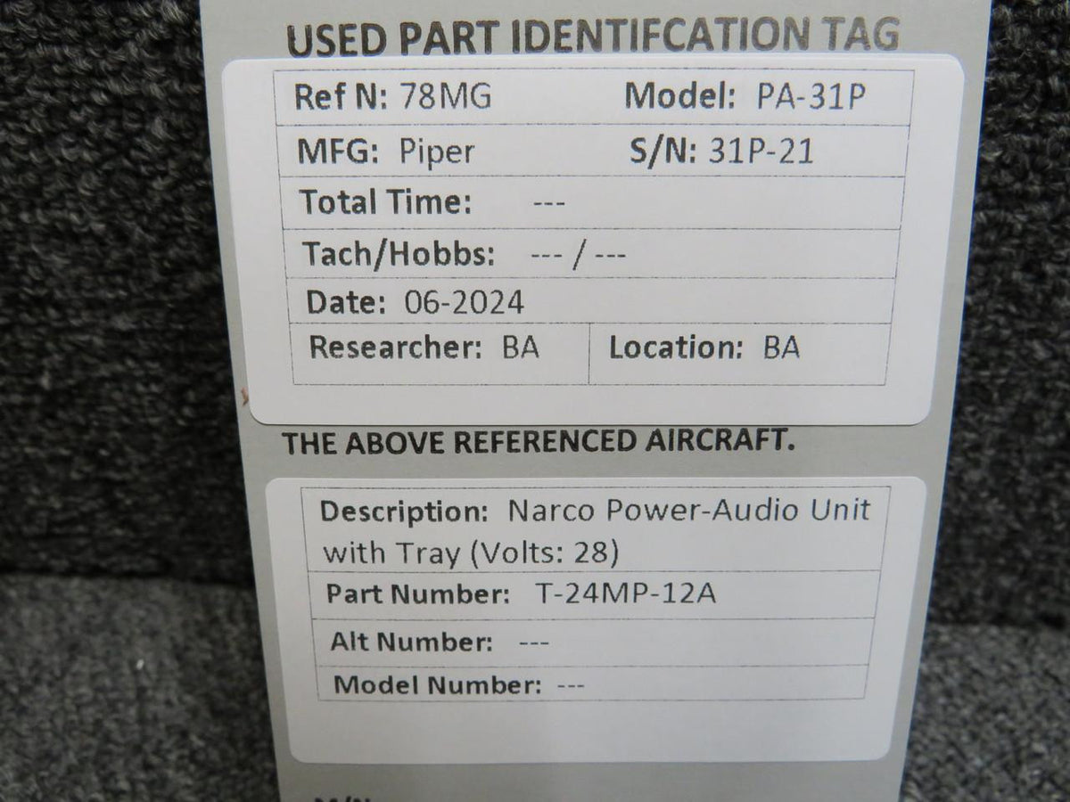 Narco T-24MP-12A Narco Power-Audio Unit with Tray (Volts: 28)