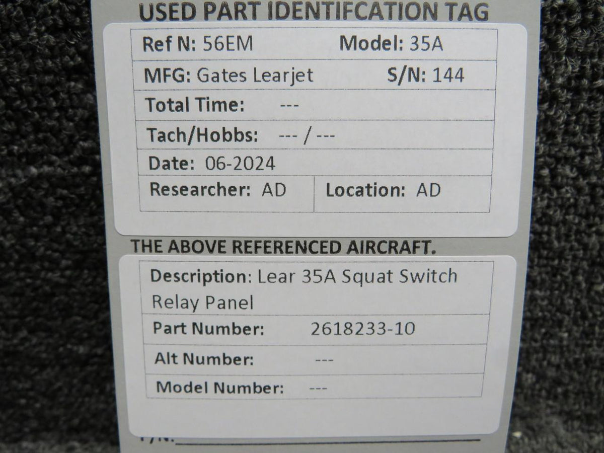 Learjet 2618233-10 LearJet 35A Squat Switch Relay Panel