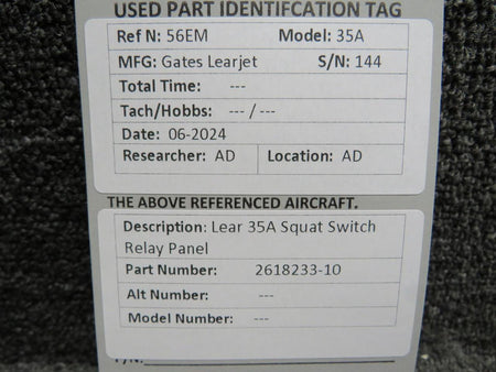 Learjet 2618233-10 LearJet 35A Squat Switch Relay Panel