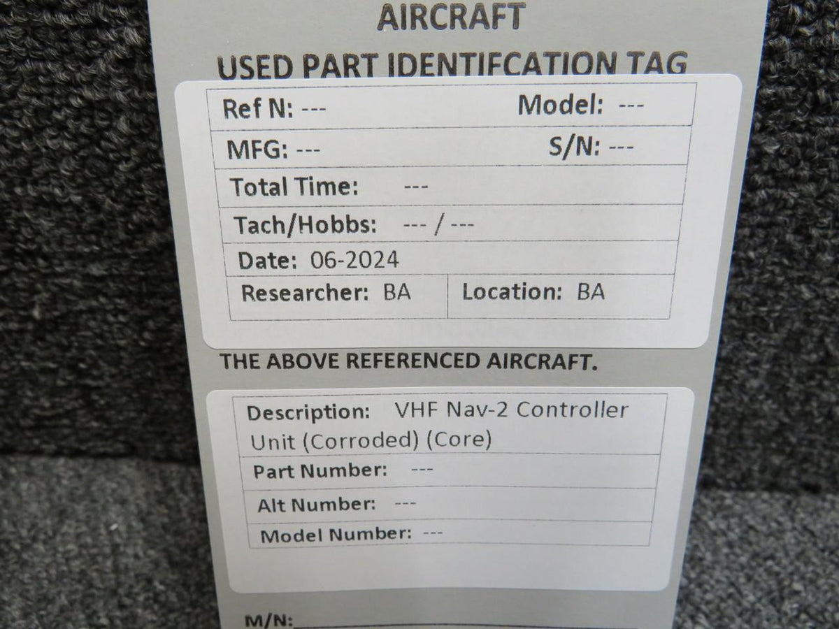 Does Not Apply VHF Nav-2 Controller Unit (Corroded) (Core)