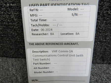 Does Not Apply VHF Comm-1A Communications Control Unit with Test Switch