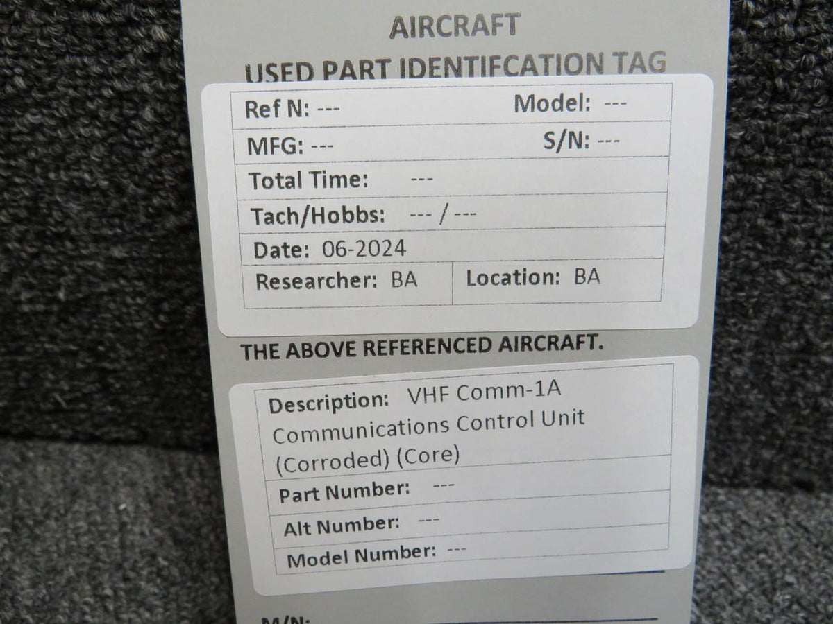 Does Not Apply VHF Comm-1A Communications Control Unit (Corroded) (Core)