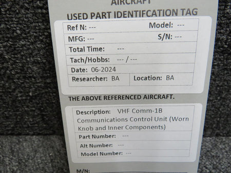 Does Not Apply VHF Comm-1B Communications Control Unit (Worn Knob and Inner Components)