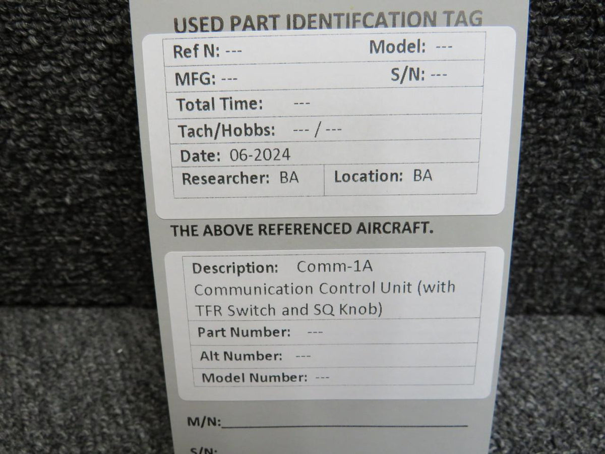 Does Not Apply Comm-1A Communication Control Unit with TFR Switch and SQ Knob