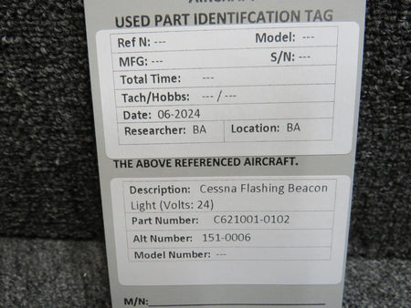 Cessna Aircraft Parts C621001-0102 (Use: 151-0006) Cessna Flashing Beacon (Volts: 24)