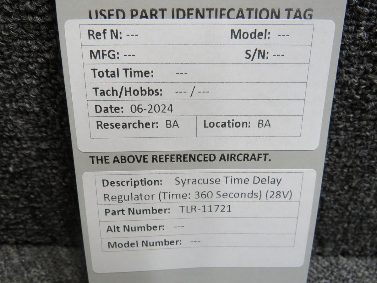 Syracuse Electronics TLR-11721 Syracuse Time Delay Regulator (Time: 360 Seconds) (28V)