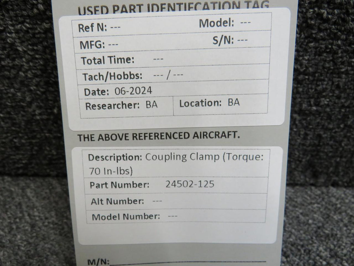 Does Not Apply 24502-125 Coupling Clamp (Torque: 70 In-lbs)
