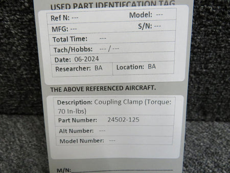 Does Not Apply 24502-125 Coupling Clamp (Torque: 70 In-lbs)