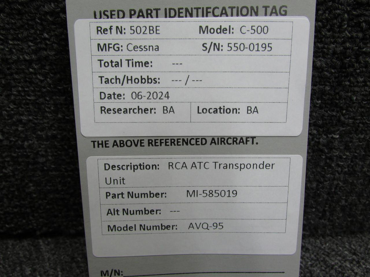 RCA MI-585019 RCA AVQ-95 ATC Transponder Unit