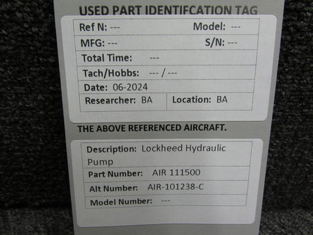 Lockheed AIR 111500 (Alt: AIR-101238-C) Lockheed Hydraulic Pump