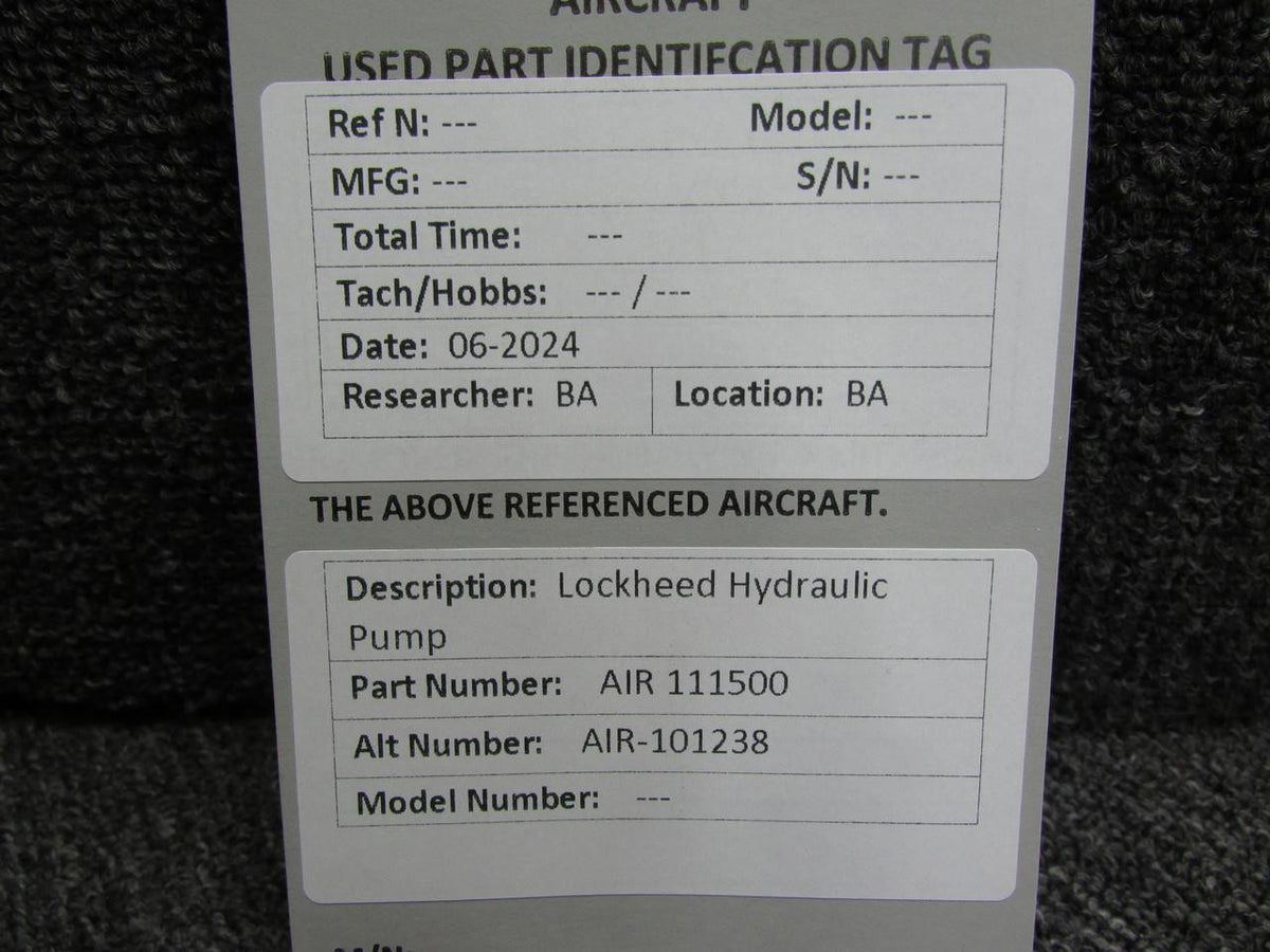 Lockheed AIR 111500 (Alt: AIR-101238) Lockheed Hydraulic Pump